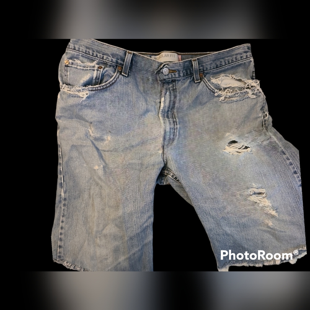 Levi's Distressed Asym Shorts 38
